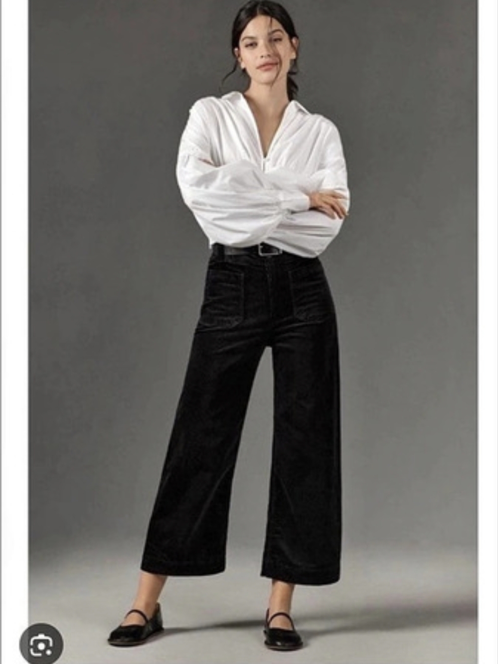 Maeve Colette Cropped Wide-Leg Corduroy Anthropologie Pants in Back Size 34